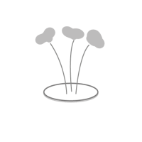 Composition florale en céramique sur embase ronde, 3 fleurs