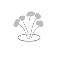 Composition florale en céramique sur embase ronde, 5 fleurs